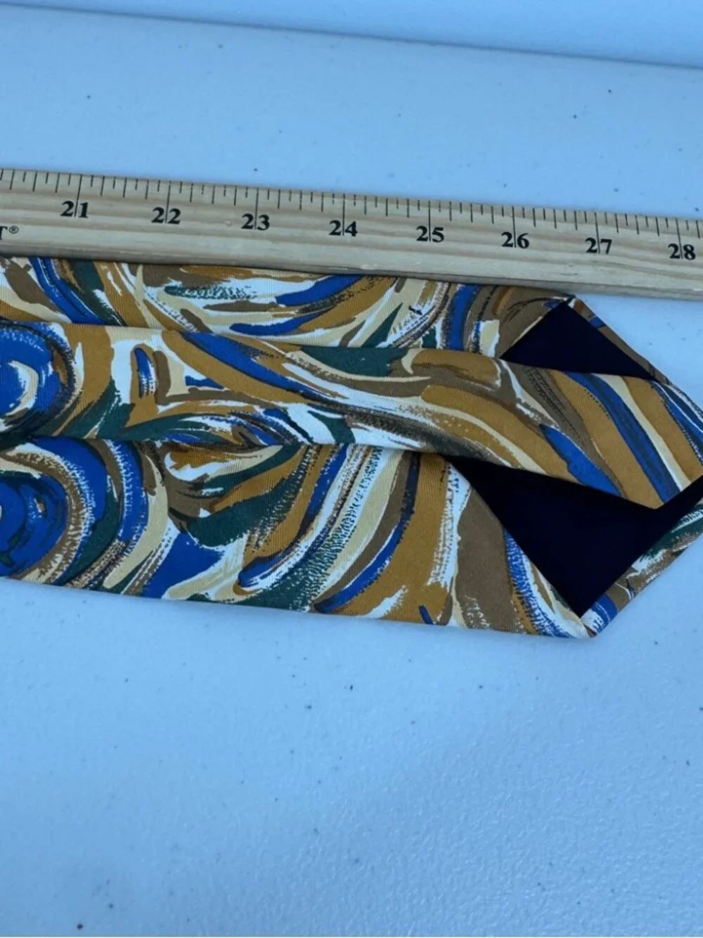 Lavatelli Silk Abstract Patterned Men's Tie Swirl Brown Blue Vintage Designer